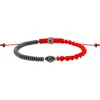 Karma And Luck Universal Equilibrium Hematite Evil Eye Red String Bracelet In Black