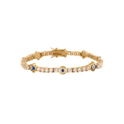 Karma And Luck Warden Of Peace Gold Evil Eye & Hamsa Tennis Bracelet