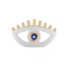 Karma And Luck White / Gold Brilliant Faith Ceramic Evil Eye Menorah In White