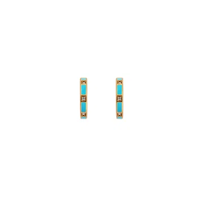 Karma And Luck Women's Blue / Gold Serene Sensations Turquoise Gold Hoop Earrings In Multi