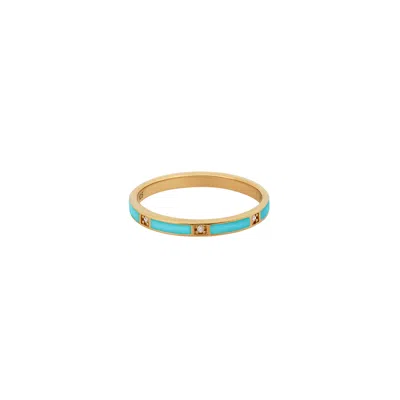 Karma And Luck Women's Blue / Gold Soothing Vibrations Gold Turquoise Ring In Neutral