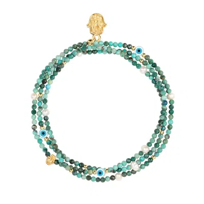 Karma And Luck Women's Blue / Green Enlightened Spirit - Turquoise December Birthstone Wrap In Multi