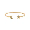 Karma And Luck Women's Blue / Green / Gold Celestial Direction Turquoise Moon & Star Gold Cuff Bracelet In Gold