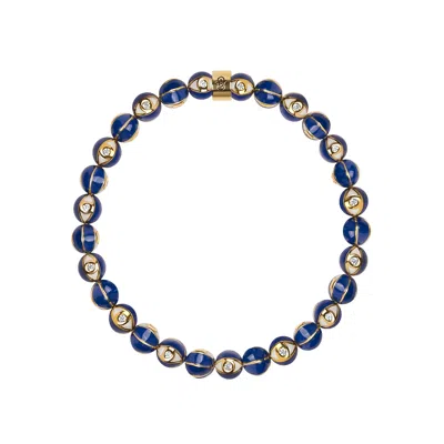 Karma And Luck Women's Blue Heavenly Spirit - Navy Enamel Evil Eye Charm Bracelet