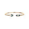Karma And Luck Women's Blue / White / Gold Positive Light - Enamel Hamsa Evil Eye Cuff