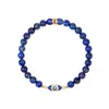 Karma And Luck Women's Blue Wise Glance Lapis Evil Eye Charm Bracelet In Blue
