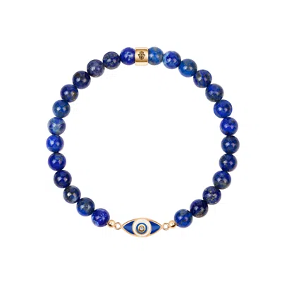 Karma And Luck Women's Blue Wise Glance Lapis Evil Eye Charm Bracelet