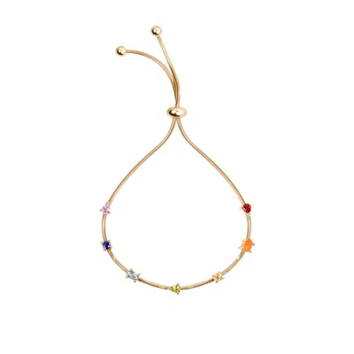 Karma And Luck Women's Careful Alignment - Gold Plated Multistone Chakra Bracelet