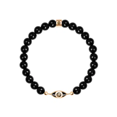 Karma And Luck Women's Expanding Consciousness - Black Onyx Evil Eye Charm Bracelet