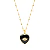 Karma And Luck Women's Gold / Black Grounded In Love Black Onyx Heart Diamond Evil Eye Necklace