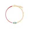 Karma And Luck Women's Gold / Blue / Red Positive Outcome - Red String Evil Eye Charm Bracelet