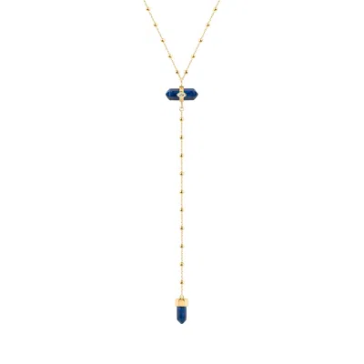 Karma And Luck Women's Gold / Blue Sacred Integrity - Lapis Lazuli Gold Evil Eye Necklace In Multi