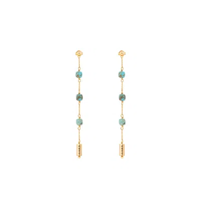Karma And Luck Women's Gold / Blue Serene Intentions - Turquoise Mantra Earrings In Multi