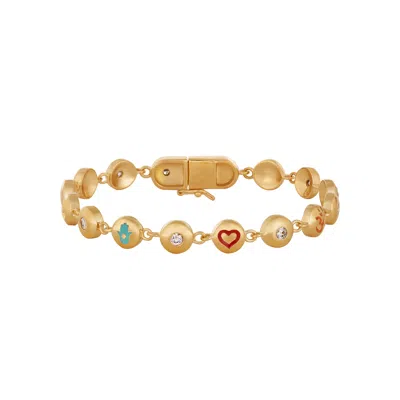 Karma And Luck Women's Gold Celestial Blessings Multi-symbol Bracelet