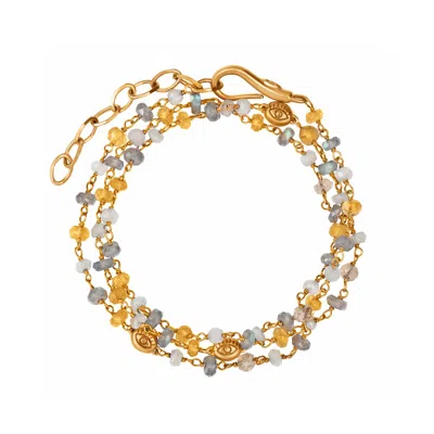 Karma And Luck Women's Gold Divine Happiness - Citrine Labradorite Moonstone Wrap