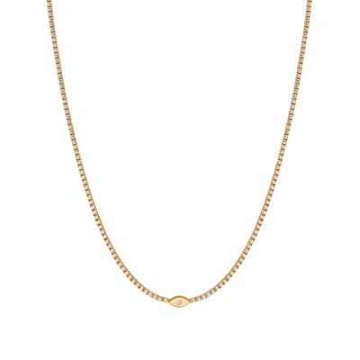 Karma And Luck Women's Gold Gracefully Abundant Evil Eye Tennis Necklace