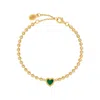 Karma And Luck Women's Gold / Green Blessed & Peaceful Malachite Heart Bracelet