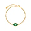 Karma And Luck Women's Gold / Green Bright Soul Evil Eye Malachite Gold Bracelet