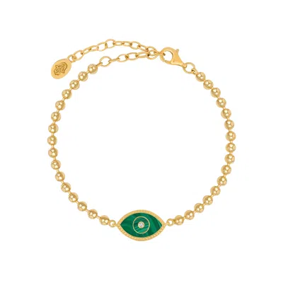 Karma And Luck Women's Gold / Green Bright Soul Evil Eye Malachite Gold Bracelet In Multi
