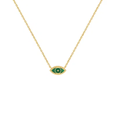 Karma And Luck Women's Gold / Green Future Visions Evil Eye Malachite Gold Necklace In Multi