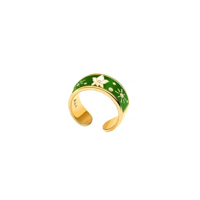 Karma And Luck Women's Gold / Green Joyous Light - Diamond & Peridot Ring In Multi