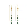 Karma And Luck Peaceful Perspective Lotus Jade Drop Gold Earrings In Gold