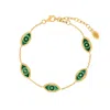 Karma And Luck Women's Gold / Green Spiritual Connection Malachite Evil Eye Bracelet