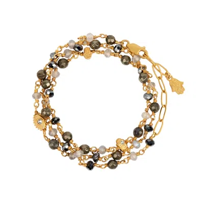 Karma And Luck Women's Gold / Grey Energetic Spirit - Hematite Pyrite Labradorite Triple Protection Wrap