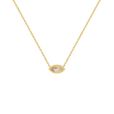 Karma And Luck Women's Gold / Grey Glowing Energy Evil Eye Mother Of Pearl Necklace