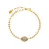 Karma And Luck Women's Gold / Grey Lucky Charisma Evil Eye Mother Of Pearl Bracelet