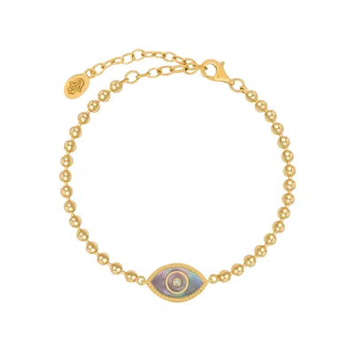 Karma And Luck Women's Gold / Grey Lucky Charisma Evil Eye Mother Of Pearl Bracelet In Multi