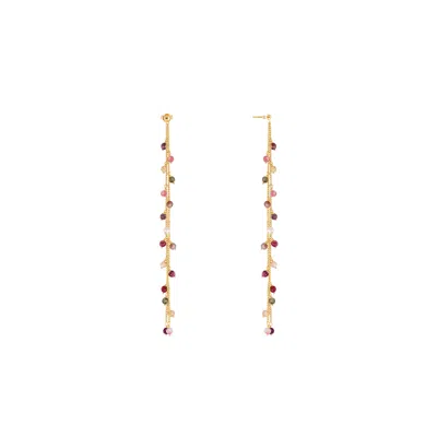 Karma And Luck Women's Gold Harmony's Radiance Tourmaline Drop Earrings