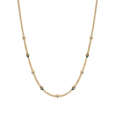 Karma And Luck Women's Gold Lucky Manifestation Hamsa & Evil Eye Necklace