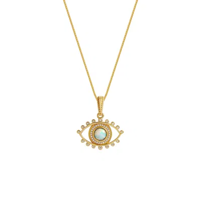 Karma And Luck Luminous Guard Opal Evil Eye Necklace In Gold