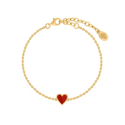 Karma And Luck Women's Gold / Red Soulful Passion Carnelian Heart Bracelet