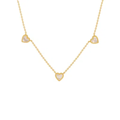 Karma And Luck Women's Gold / White Abundant Solace Mother Of Pearl Heart Gold Necklace