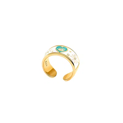 Karma And Luck Women's Gold / White Boundless Love - Diamond & Blue Topaz Ring