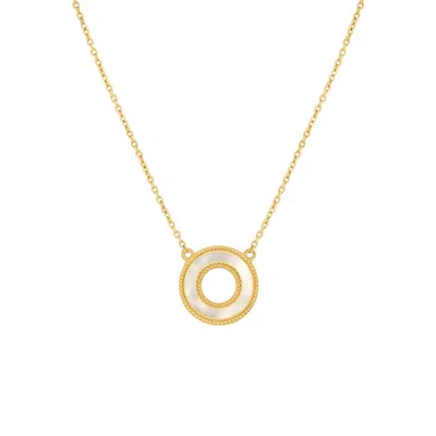 Karma And Luck Women's Gold / White Cherished Flow White Mother Of Pearl Karma Circle Gold Necklace In Multi