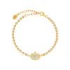 Karma And Luck Delicate Karma Lotus Mother Of Pearl Bracelet In Gold