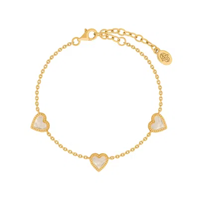 Karma And Luck Women's Gold / White Heartfelt Gratitude Mother Of Pearl Heart Gold Bracelet