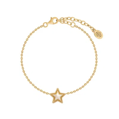 Karma And Luck Women's Gold / White Illuminated Journey Rainbow Moonstone Star Gold Bracelet In Multi