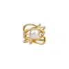 Karma And Luck Women's Gold / White Mystic Beauty Pearl Ring