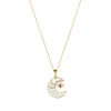 Karma And Luck Women's Gold / White Serene Night - Moon Evil Eye Charm Necklace