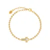 Karma And Luck Women's Gold / White Sparkling Soul Mother Of Pearl Cross Bracelet In Multi