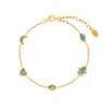 Karma And Luck Abundant Clarity Turquoise Multi-symbol Gold Bracelet In Gold