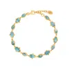 Karma And Luck Women's Green / Blue / Gold Intention Amplifier Turquoise Evil Eye & Hamsa Gold Bracelet In Multi