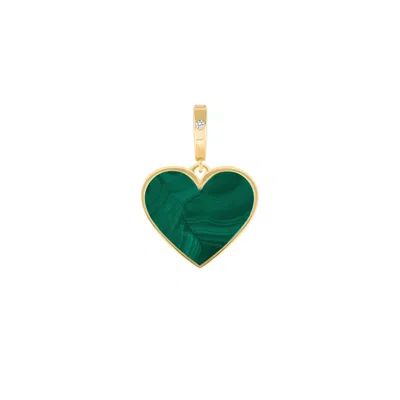 Karma And Luck Women's Green / Gold Blossoming Soul Malachite Heart Charm