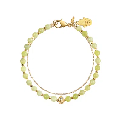 Karma And Luck Women's Green / Gold Enlightened Soul - Buddha Jade Gold Chain Bracelet