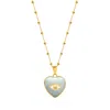 Karma And Luck Women's Green / Gold Serene Love  Jade Heart Diamond Evil Eye Necklace