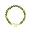 Karma And Luck Women's Green Grounded In Luck Jade Elephant Bracelet